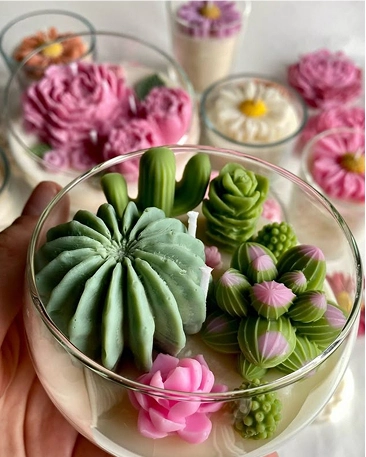 Velas tipo suculentas