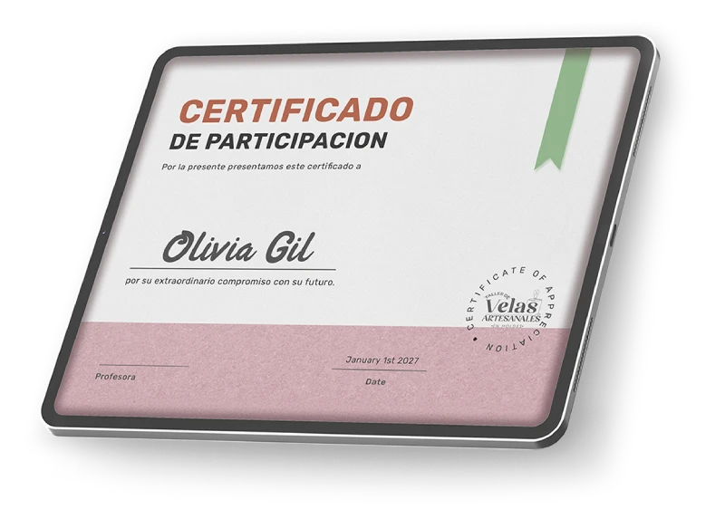 Certificado personalizado del curso Accesorios en Resina